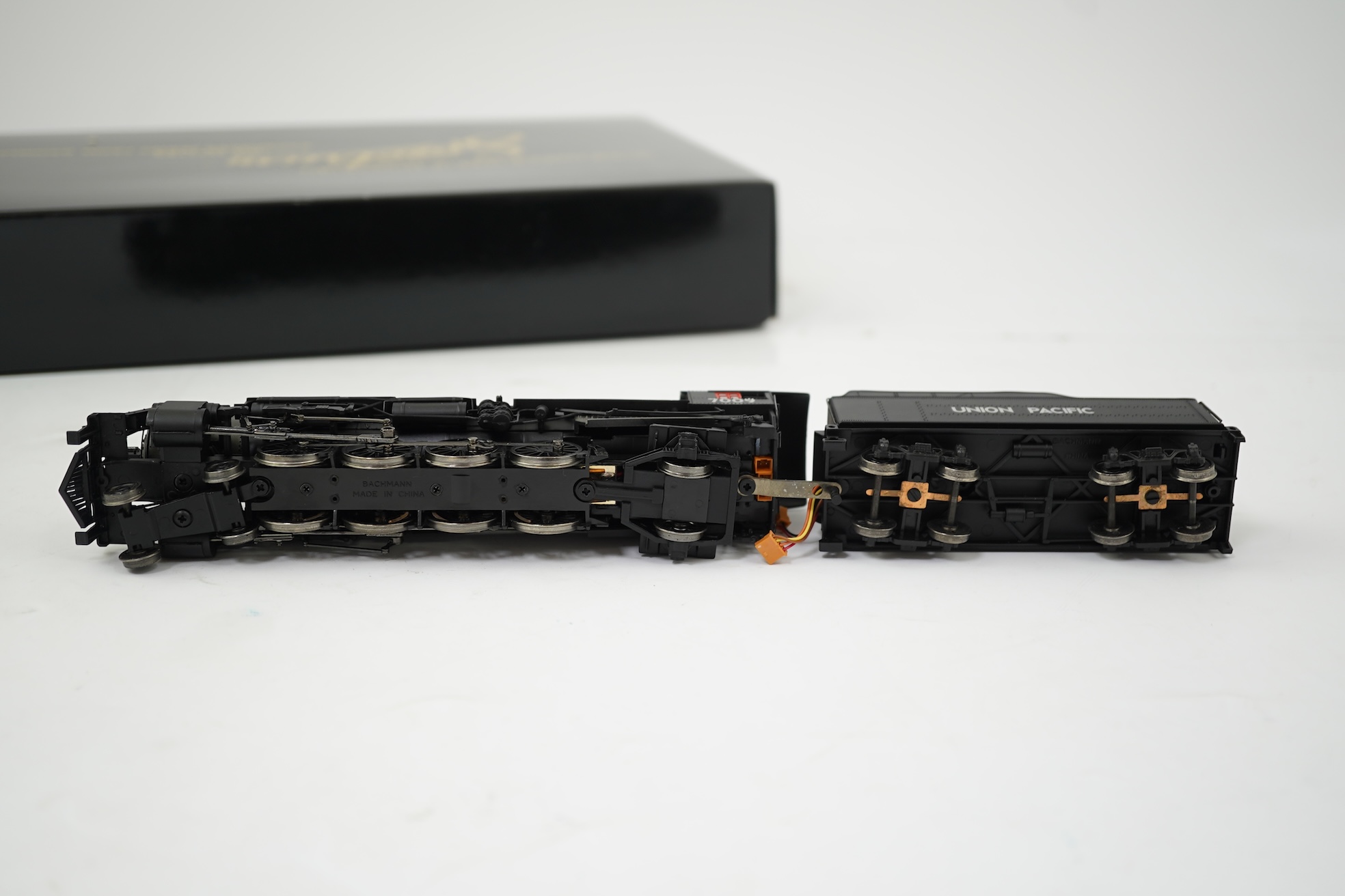 A boxed HO gauge Spectrum by Bachmann (81603) model of Unio Pacific USRA, 7009, 4-8-2 Light Mountain locomotive with bogie tender, powered for two rail operation.